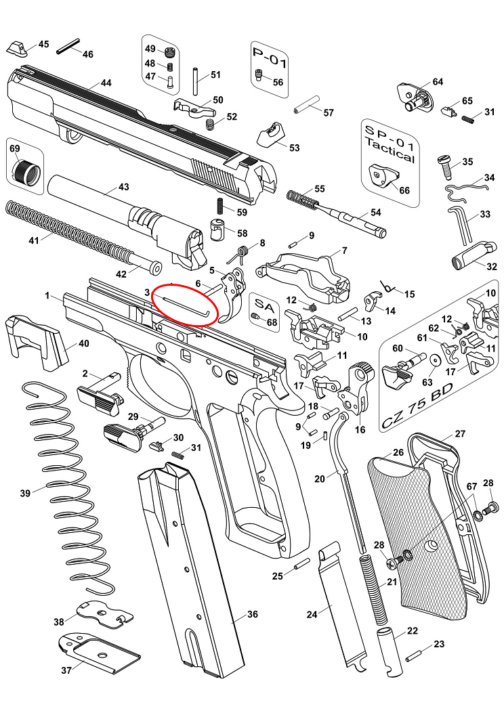 CZ 75 slide stop spring pin